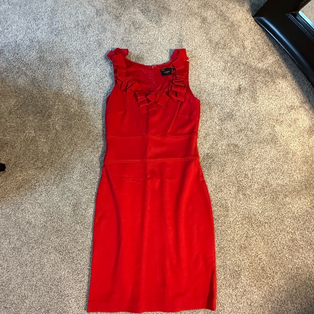 Just...Taylor Red Ruffle Midi Dress